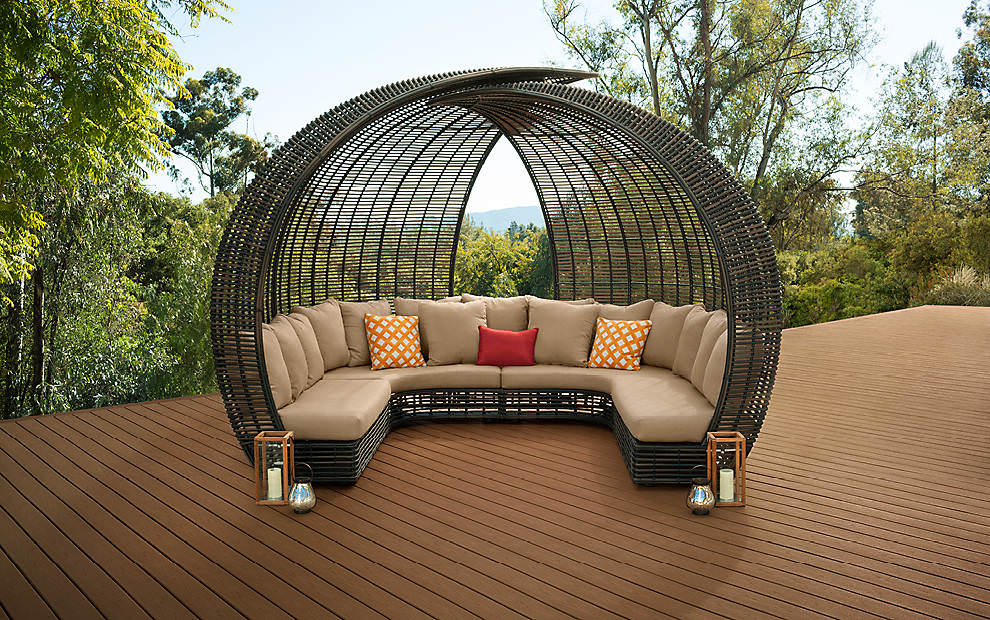 Large outdoor sofa on deck